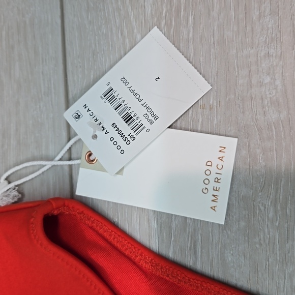 NWT Good American Matte Good waist chekky Bright Poppy Women Swim Bottom sz 2/M - Picture 6 of 12